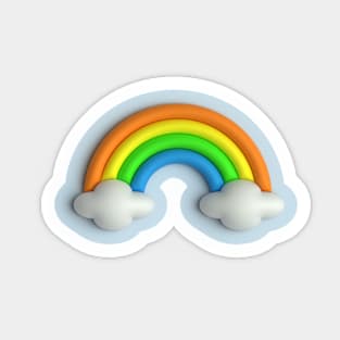 3D Rainbow and clouds Sticker